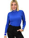 Potre Women's Blouse Long Sleeve Turtleneck Blue