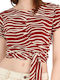 Ale - The Non Usual Casual Women's Summer Blouse Short Sleeve Animal Print Burgundy