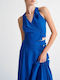 Ale - The Non Usual Casual Women's Summer Blouse Linen Sleeveless with V Neckline Blue