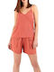 Ale - The Non Usual Casual Women's Summer Blouse with Straps & V Neckline Pink