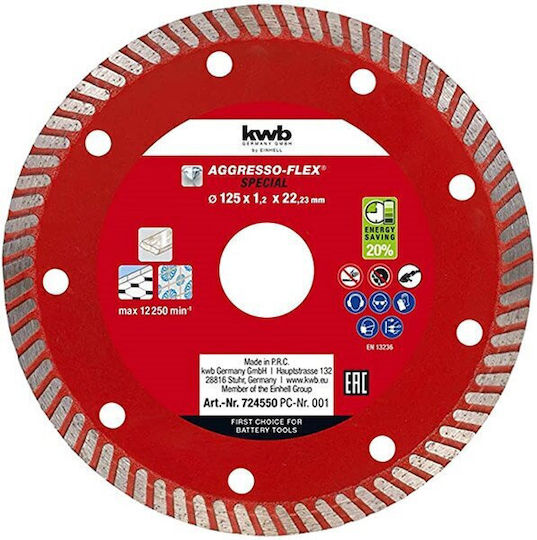 KWB Cutting Disc Construction Materials Hole Diameter 125mm 1pcs