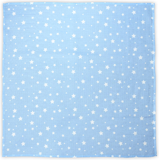 Lorelli Stars Πάνα Αγκαλιάς από Μουσελίνα Μπλε 80x80εκ.