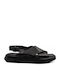 Δερμάτινα Γυναικεία Σανδάλια Flatforms Μαύρα