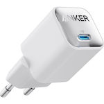 Anker Wall Adapter with USB-C port and USB-C Cable 30W Power Delivery in White Colour (Nano 3 GaN 511)