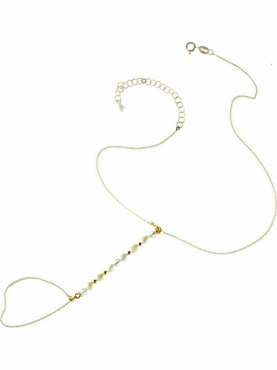 Paraxenies Επιχρυσωμένη Αλυσίδα Ποδιού από Ασήμι με Πέρλες