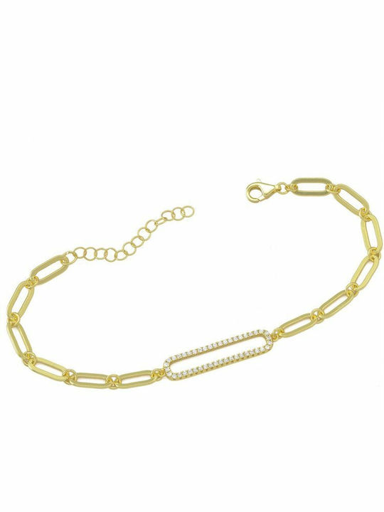 Paraxenies Bracelet Chain made of Silver Gold Plated with Zircon