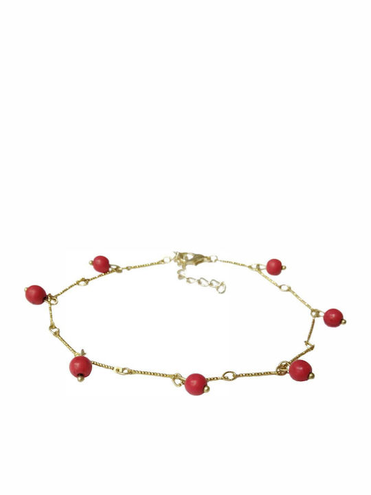 Tatu Moyo Gold Plated Anklet Red