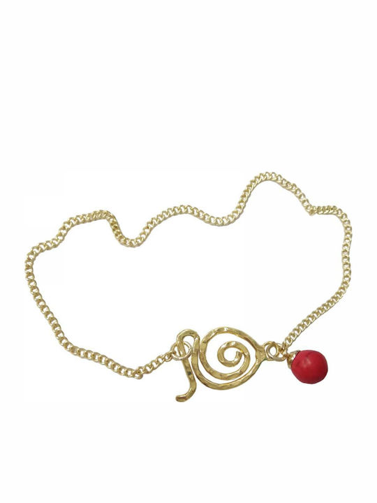 Tatu Moyo Vergoldete Fußarmband Rotes
