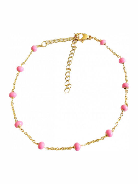 Tatu Moyo Gold Plated Steel Anklet Chain Pink