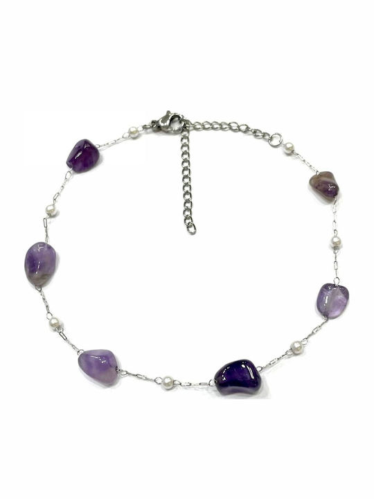 Kostibas Fashion Stahl Fußarmband Lila