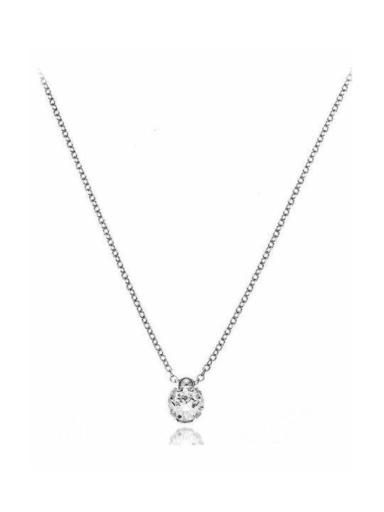 Paraxenies Necklace from White Gold 14K with Zircon