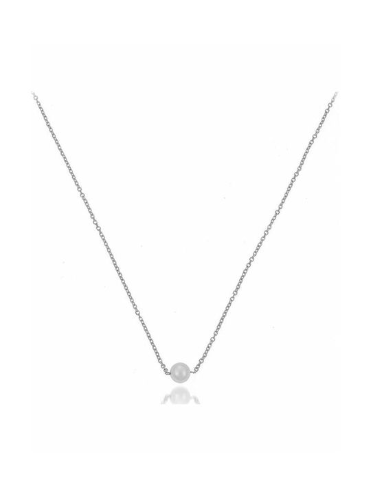 Paraxenies Necklace from White Gold 9 K with Pearls