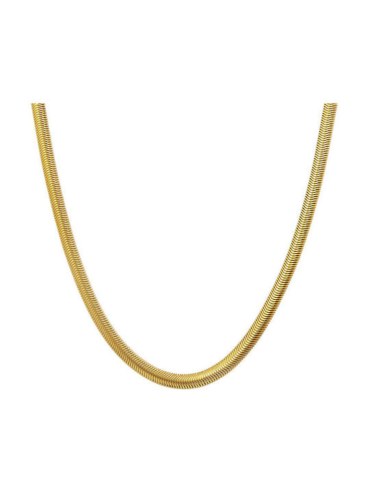 Theodora's Jewellery Chain Neck Snake from Steel Gold-plated Thin Thickness 5mm