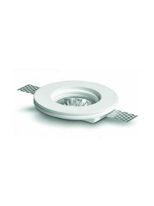 Alfa Linea Round Plaster Recessed Spot with Socket GU10 White 13x13cm. 1pcs