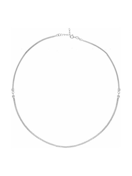 Paraxenies Women's Silver Neck Chain White with Sagre Finish
