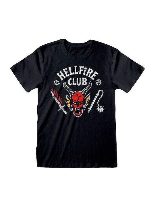 Heroes INC Logo T-shirt Stranger Things Μαύρο Βαμβακερό