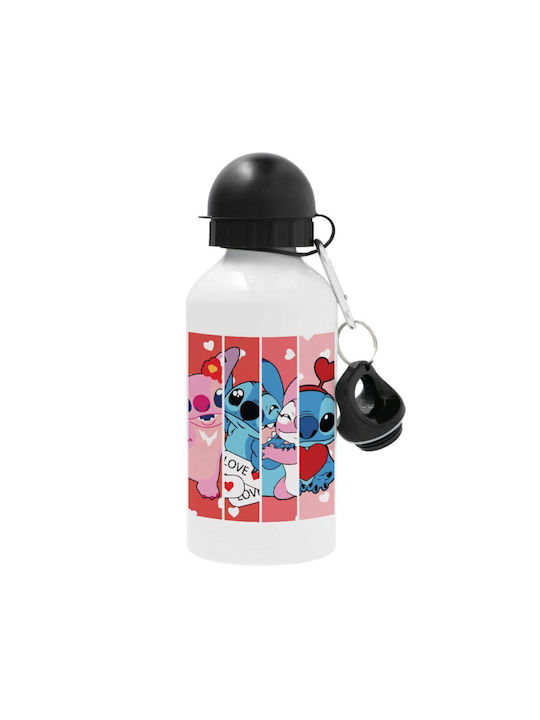 Koupakoupa Lilo & Stitch Love Παγούρι Αλουμινίου 500ml Λευκό