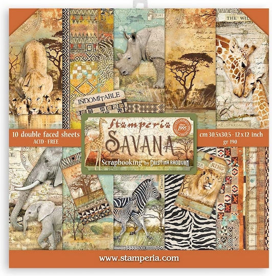 Stamperia Savana Scrapbooking Beidseitig 190gr/m² 10 Blätter 10Stück SBBL103
