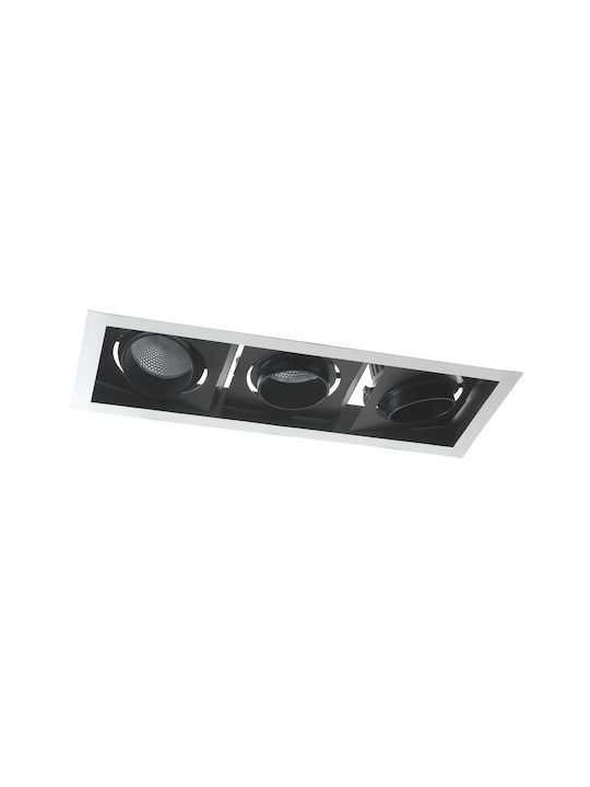 Fan Europe Apollo3x20m Правоъгълно Металик Скрити Светлини с Вграден LED и Неутрално Бяло Светлина Черен 40.2x15см