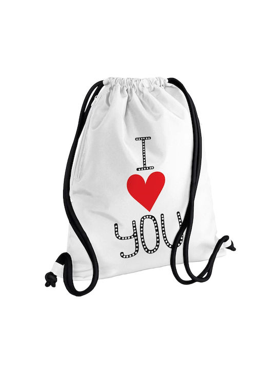 Koupakoupa I Love You Small Dots Gym Backpack White