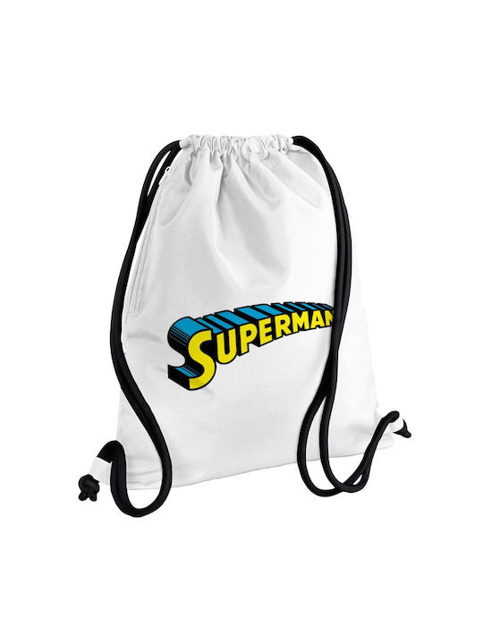 Koupakoupa Superman Vintage Τσάντα Πλάτης Γυμναστηρίου Λευκή
