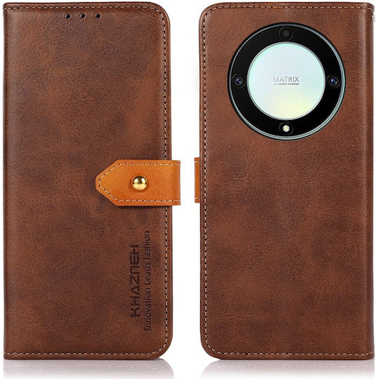 Khazneh Leather Wallet Δερματίνης Καφέ (Honor Magic5 Lite)