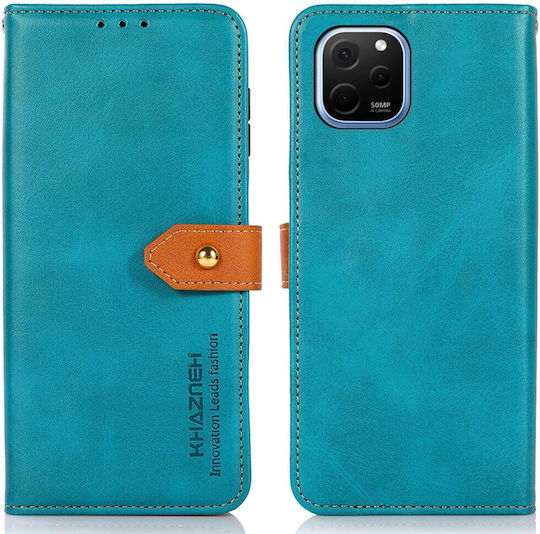 Khazneh Leather Brieftasche Synthetisches Leder Blau