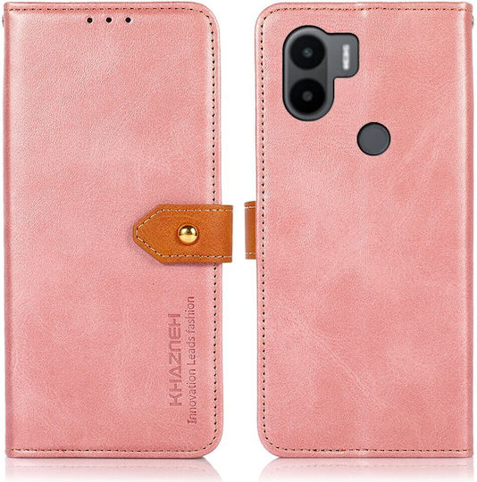 Khazneh Leather Brieftasche Synthetisches Leder Rose Gold (Redmi A1+ / A2+)