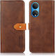 Khazneh Leather Wallet Piele artificială Maro (Honor X7)