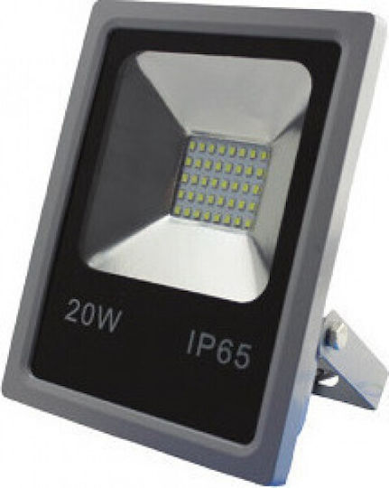 Lucas Στεγανός Προβολέας LED 20W Ψυχρό Λευκό 6000K IP65