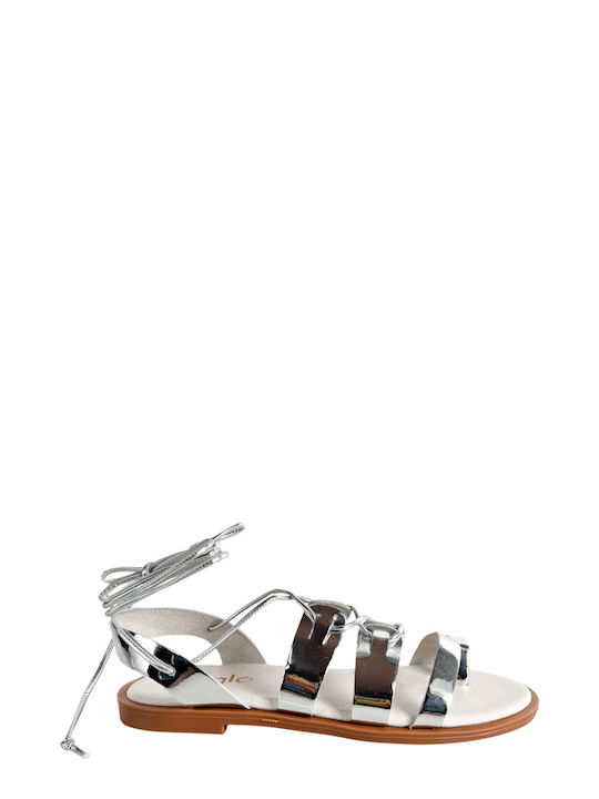 Ligglo Leather Gladiator Women's Sandals with Strass Black