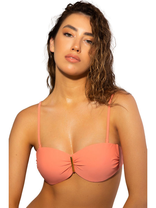 Ligglo Padded Triangle Bikini Top with Adjustable Straps Pink 21-5052-PINK