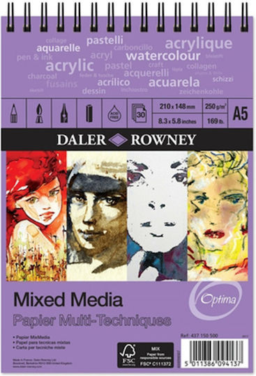 Daler Rowney Μπλοκ Σχεδίου Mixed Media spiral Α5 14.8x21cm