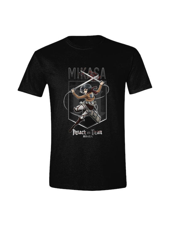 Mikasa Swinging T-shirt Angriff auf Titan Schwarz Baumwolle