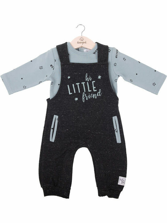 Babybol Baby Bodysuit Set Long-Sleeved with Pants Gray