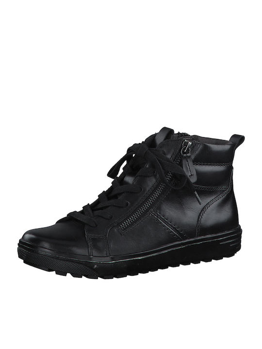 Leder Stiefeletten Damen Schwarz