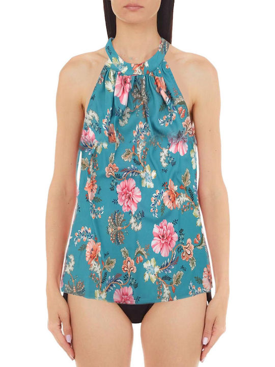 Fiocco Women's Blouse Sleeveless Turquoise