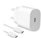 Samsung Charger with USB-C Port and Cable USB-C 25W Whites (EP-TA800EWE + EP-DA905BWE Bulk)