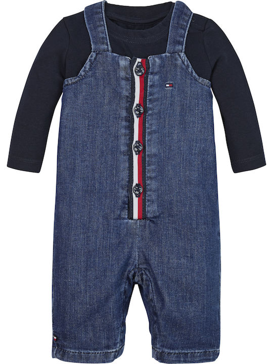 Tommy Hilfiger Set Babystrampler Langärmliges mit Hose Blau 2Stück