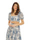 Flora Women's Summer Crop Top Short Sleeve Floral Beige