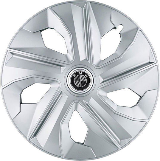 Jestic Car Hubcap Set with Bmw Emblem 13" 4pcs Silver