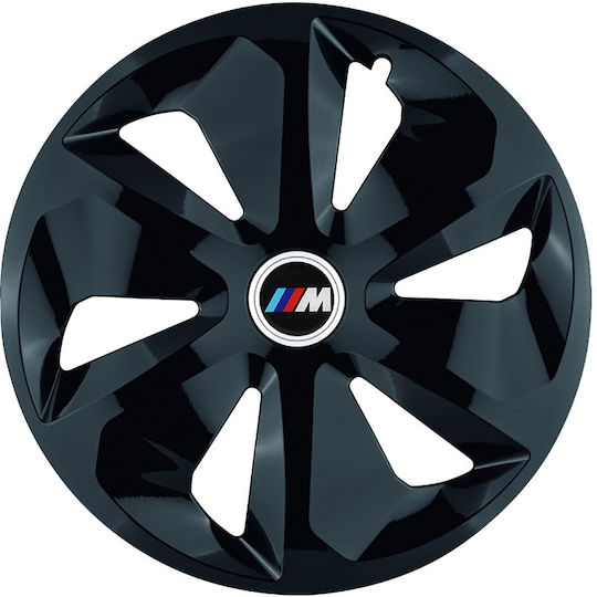 Jestic Car Hubcap Set with Bmw Emblem 14" 4pcs Black