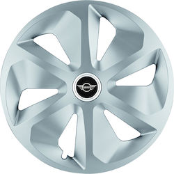 Jestic Τάσια 15" με Σήμα Mini Cooper 4τμχ Ασημί 004-08127