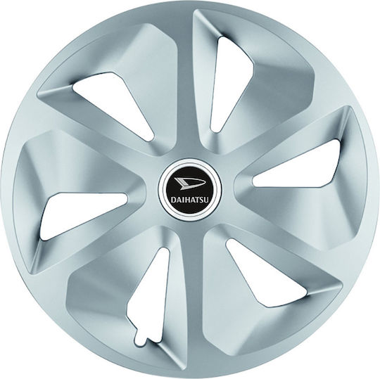 Jestic Car Hubcap Set with Daihatsu Emblem 15" 4pcs Silver