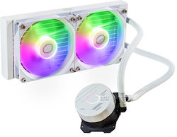 CoolerMaster MasterLiquid 240L Core CPU Water Cooling Dual Fan 120mm for Socket AM4/AM5/1700/1200/115x with ARGB Lighting White