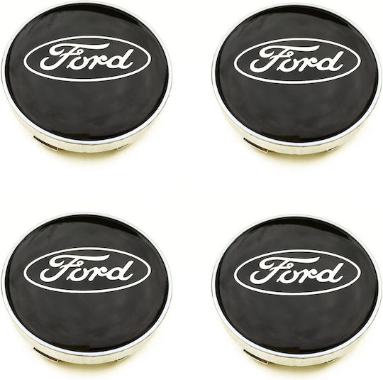 Τάπες Κέντρου Ζάντας Ford με Εσωτερική Διάμετρο 60mm Μαύρο 4τμχ