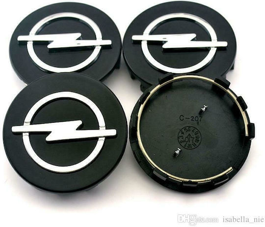 Wheel Center Caps Opel with 58mm Internal Diameter Black 4pcs