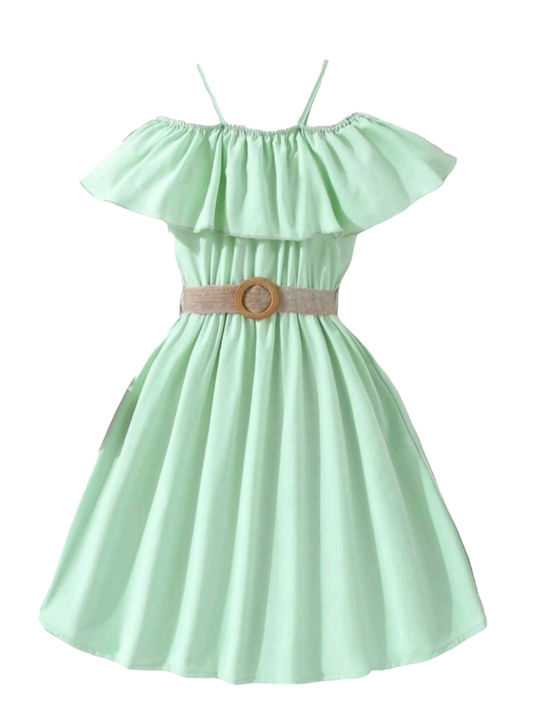 Can Παιδικό Φόρεμα Αμάνικο Πράσινο