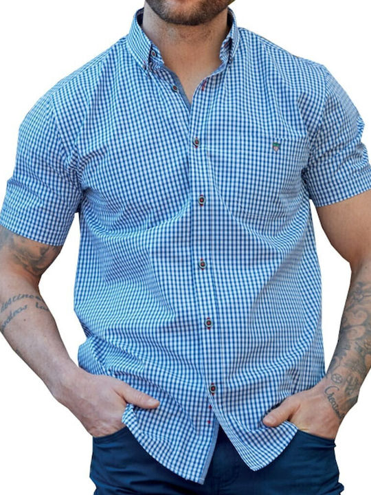Visconti Short-sleeved Shirt Checked Light Blue