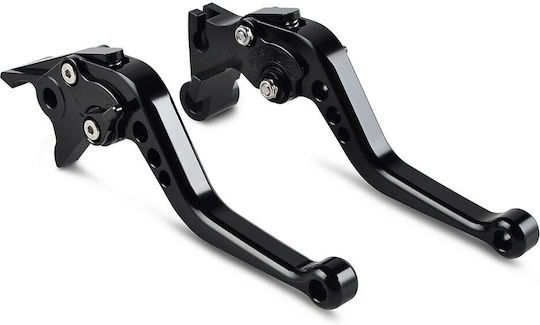 Moto Discovery Set of Motorcycle Brake/Clutch Levers Adjustable for Sym GTS 250 Black 713001/SG